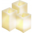 Светильник декоративный `свеча` 3шт* 1LED янтарный, с П/У, 8*8*10 8*8*12,5 8*8*15 см, прямоугольные(AAA) FL073 Feron