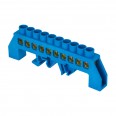 Шина ``0`` N (8х12мм) 10 отверстий латунь синий нейлоновый корпус комбинированный розничный стикер EKF PROxima
