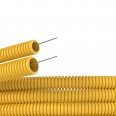 Труба ПВХ гибкая гофр. д.20мм, лёгкая с протяжкой, 100м, цвет желтый