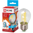 Лампа светодиодная LED-ШАР-deco 9Вт 230В Е27 4000К 810Лм прозрачная IN HOME