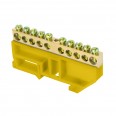 Шина ``0`` N (6х9мм) 10 отверстий латунь желтый изолятор на DIN-рейку розничный стикер EKF PROxima