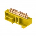 Шина ``0`` N (6х9мм) 8 отверстий латунь желтый изолятор на DIN-рейку розничный стикер EKF PROxima