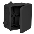 Коробка распаячная КМ41256 для открытой проводки с откидной крышкой 100х100х50мм IP54 8 гермовводов черная (RAL 9005) IEK