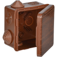 Коробка распаячная КМ для открытой проводки с откидной крышкой 80х80х50мм IP54 7 гермовводов дуб IEK