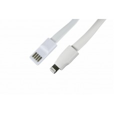 USB кабель для iPhone 5/6/7 моделей плоский силиконовый шнур белый REXANT