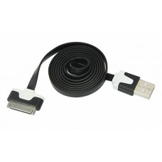 USB кабель для iPhone 4 slim шнур плоский 1 м черный