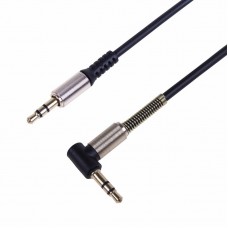 Аудио кабель 3,5 мм штекер-штекер угловой, металлические разъемы, 1 м черный REXANT