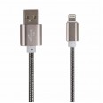 USB кабель для iPhone 5/6/7/8/Х моделей, черный в металлической оплетке, 1 м REXANT