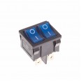 Выключатель клавишный 250V 6А (6с) ON-OFF синий с подсветкой ДВОЙНОЙ Mini REXANT