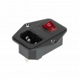 Выключатель клавишный 250 V 6 А (4с) ON-OFF красный с подсветкой, c штекером C14 3PIN и держателем предохранителя REXANT