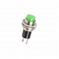 Выключатель-кнопка металл 220V 2А (2с) (ON)-OFF d10.2 зеленая Mini REXANT