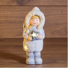 Керамическая фигурка `Снегурочка со звездой` 7,5*7,5*18 см
