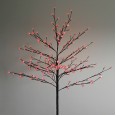 Дерево комнатное `Сакура`, коричневый цвет ствола и веток, высота 1.2 метра, 80 светодиодов красного цвета, трансформатор IP44 NEON-NIGHT