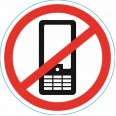 Наклейка запрещающий знак `Использование мобильных телефонов запрещенно` 150*150 мм