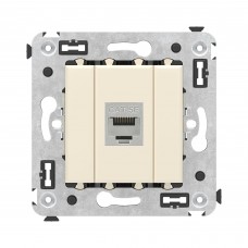 Компьютерная розетка RJ-45 без шторки в стену, кат.5e одинарная экранированная, Avanti , Ванильная дымка 