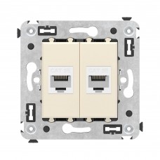 Компьютерная розетка RJ-45 без шторки в стену, кат.5е двойная, Avanti , Ванильная дымка 