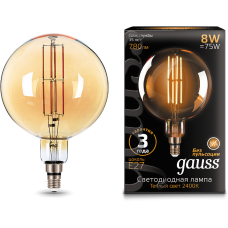 Лампа Gauss LED Vintage Filament G200 8W E27 200*300mm Amber 780lm 2400K 1/6