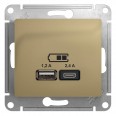 GLOSSA USB РОЗЕТКА А+С, 5В/2,4А, 2х5В/1,2 А, механизм, ТИТАН