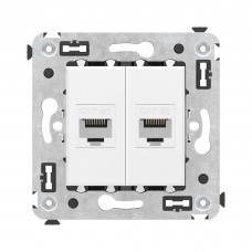 Компьютерная розетка RJ-45 без шторки в стену, кат.5е двойная, Avanti , Белое облако 