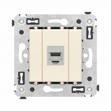 Компьютерная розетка RJ-45 без шторки в стену, кат.6 одинарная экранированная, Avanti , Ванильная дымка 