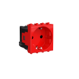 Розетка модульная, 2P+E, с з/ш, `Avanti`, `Красный квадрат`, 2 модуля