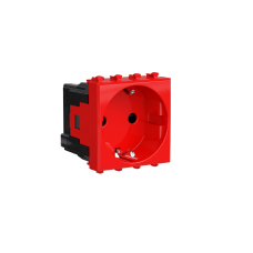 Розетка модульная, 2P+E, с з/ш, `Avanti`, `Красный квадрат`, 2 модуля
