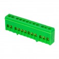 Шина ``0`` PE (6х9мм) 12 отверстий латунь зеленый изолированный корпус на DIN-рейку розничный стикер