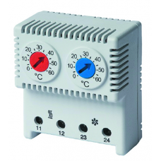 Сдвоенный термостат, диапазон температур для NC контакта: 10-50гр.C, дляNO: 20-80гр.C