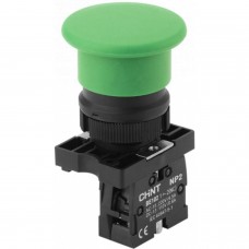 Кнопка управления `Грибок` Д.40мм с самовозвратом NP2-EC32 без подсветки зеленая 1НЗ IP40