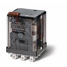 Силовое электромеханическое реле монтаж в розетку или наконечники Faston 187 (4.8х0.5мм) 3CO 16A контакты AgCdO катушка 12В DC степень защиты RTI опции: кнопка тест + мех.индикатор