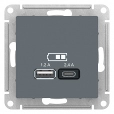 ATLASDESIGN USB РОЗЕТКА А+С, 5В/2,4А, 2х5В/1,2А, механизм, ГРИФЕЛЬ