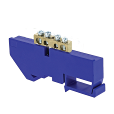 Шина ``0`` N (6х9мм) 4 отверстия латунь синий изолятор на DIN-рейку EKF PROxima