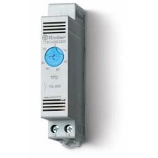 Щитовой термостат для включения охлаждения диапазон температур 0…+60°C 1NO 10A модульный, ширина 17.5мм степень защиты IP20 упаковка 1шт.