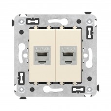 Компьютерная розетка RJ-45 без шторки в стену, кат.5e двойная экранированная, Avanti , Ванильная дымка 