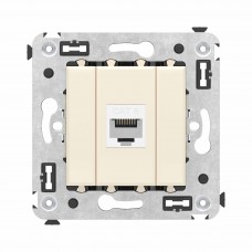 Компьютерная розетка RJ-45 без шторки в стену, кат.6 одинарная, Avanti , Ванильная дымка 