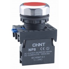 NP8 Кнопка красная высокая с подсветкой, 1НЗ AC110-220В(LED) IP65 (CHINT)