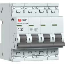 Автоматический выключатель 4P 32А (C) 6кА ВА 47-63N EKF PROxima