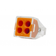 Зажим разветвительный втычной четырехгнездовой оранжевый макс.сечение 2,5 кв.мм 24 А (1 пакет/50 шт