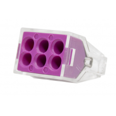 Зажим разветвительный втычной шестигнездовой фиолетовый макс.сечение 2,5 кв.мм 24 А (1 пакет/50 шт.
