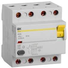 Выключатель дифференциальный (УЗО) ВД1-63 4Р 40А 30мА тип А ИЭК