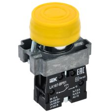 Кнопка LA167-BP51 d=22мм 1з желтая IEK