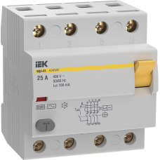 Выключатель дифференциальный (УЗО) KARAT ВД3-63 4P 25А 100мА 6кА тип AC IEK