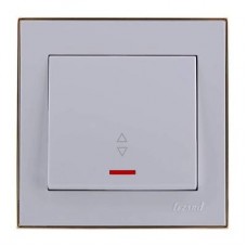 RAIN Выключатель проходной с подсветкой белый с бок. вст. золото (10шт/120