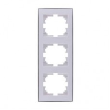 RAIN Рамка 3-ая вертикальная б/вст белая с бок. вст. хром (10шт/120шт) 