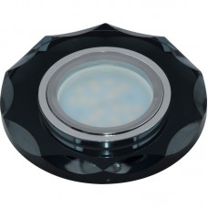 DLS-P105 GU5.3 CHROME/BLACK Светильник декоративный встраиваемый многоугольник ТМ `Fametto`, серия `Peonia`. Без лампы, цоколь GU5.3. Основание металл, цвет хром. Отделка стекло, цвет черный.
