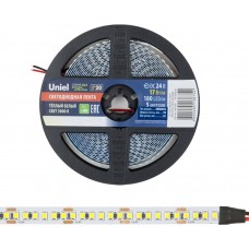 ULS-2835-180LED/m-10mm-IP20-DC24V-17W/m-5M-3000K Гибкая светодиодная лента на самоклеящейся основе. Катушка 5м. в герметичной упаковке. Теплый белый свет(3000К). ТМ Uniel