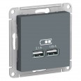 ATLASDESIGN USB РОЗЕТКА A+A, 5В/2,1 А, 2х5В/1,05 А, механизм, ГРИФЕЛЬ