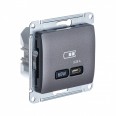 GLOSSA USB РОЗЕТКА тип-C 65Вт высокоскор.заряд. QC, PD, механизм, ГРАФИТ