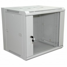19`` Настенный шкаф Rexant 9U 600х450х500 мм (ШxГxВ) - передняя дверь стекло, боковые стенки съемные