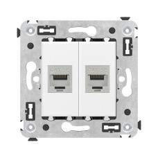 Компьютерная розетка RJ-45 без шторки в стену, кат.5e двойная экранированная, Avanti , Белое облако 